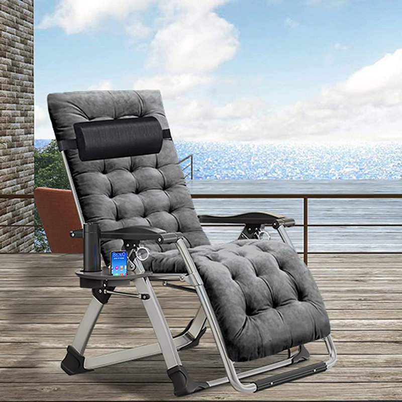 2 Pack Zero Gravity Chair Adjustable Reclining Lounge Chair with Cushion Headrest Cup Holder Black